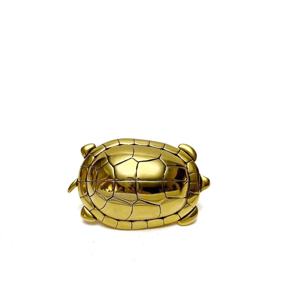 Vintage Douglas Paquette Goldtone Sea Turtle Figural 2 Piece Belt Buckle - Picture 1 of 7